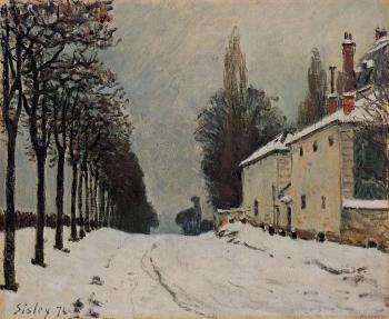 阿爾弗萊德 西斯萊 Snow on the Road, Louveciennes, Chemin de la Machine